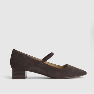 NEW Madewell Greta Pump Dark Roast Brown Suede Block Heel Women 7